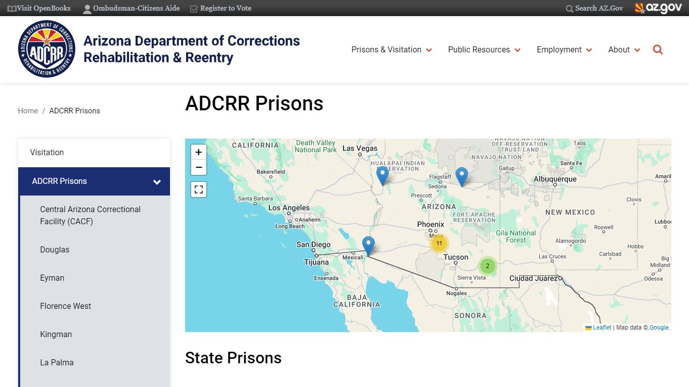 ADCRR Prisons | Arizona Department of Corrections, Rehabilitation & Reentry